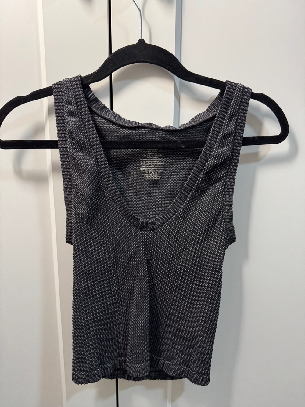 Free People Charcoal Ribbed V-Neck Tank Top